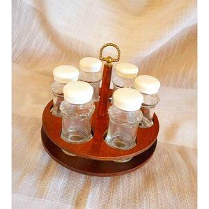 Vintage Lazy Susan Spice Jar Rack